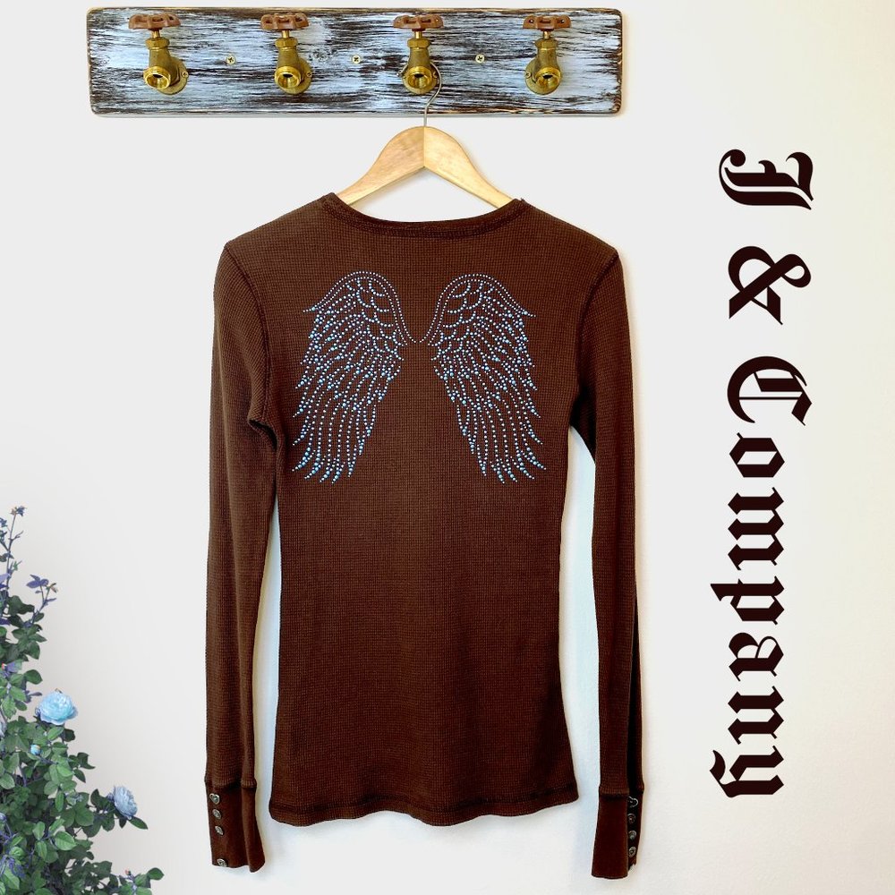 J & Co Angel Wings Studded Long Sleeve Top